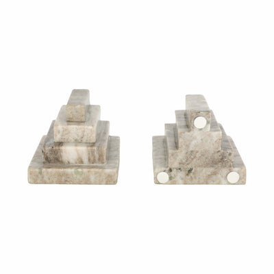 S/2 5" Onyx Marble Block Bookends, Tan