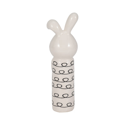 7" Squiggly Bunny With Gold Heart, White/black