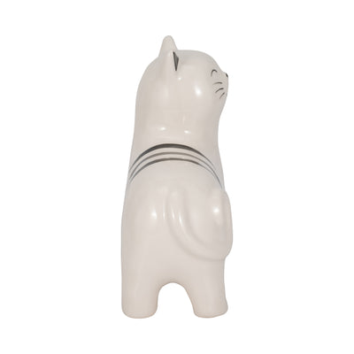 7" Standing Kitty, White/black