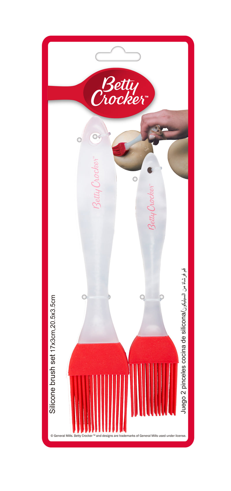Betty Crocker Silicone Brush SET 2Pcs (7.5/20CM) Transparent & Red