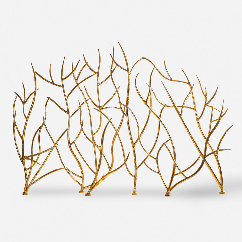 Gold Branches Decorative Fireplace Screen