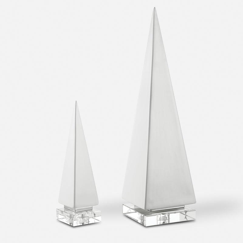 Uttermost Great Pyramids Sculpture In White, S/2