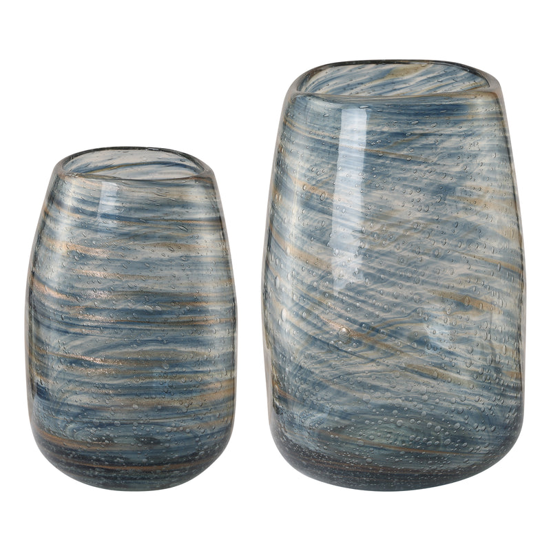 Aurora Swirl Glass Vases, S/2