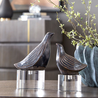 Nesting Bird Gray Sculptures, S/2