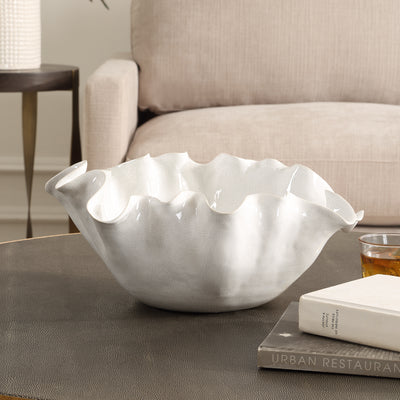 Uttermost Ruffle White Bloom Bowl