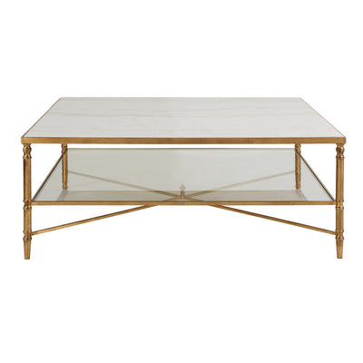 Henzler 126 W x 47 H x 126 D Silver Square Coffee Table with Marble Top