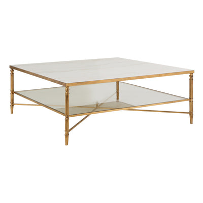 Henzler 126 W x 47 H x 126 D Silver Square Coffee Table with Marble Top