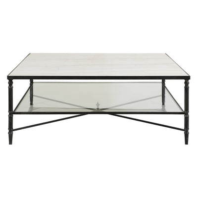 Henzler 126 W x 47 H x 126 D Silver Square Coffee Table with Marble Top