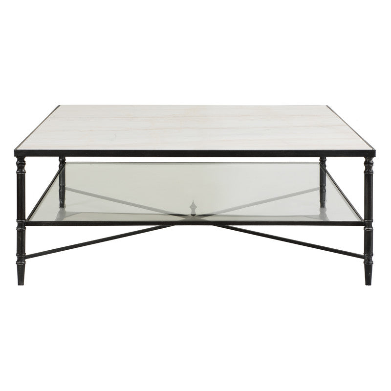 Henzler 126 W x 47 H x 126 D Silver Square Coffee Table with Marble Top