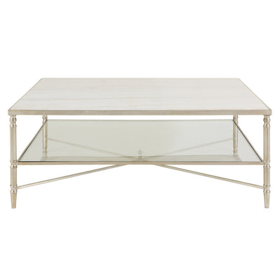 Henzler 126 W x 47 H x 126 D Silver Square Coffee Table with Marble Top