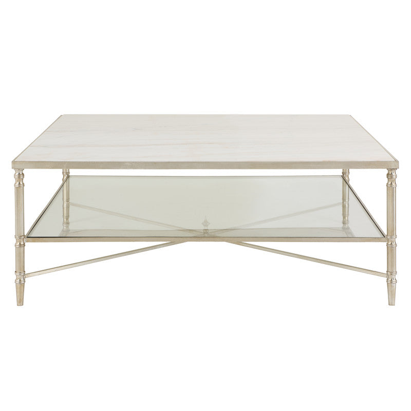 Henzler 126 W x 47 H x 126 D Silver Square Coffee Table with Marble Top