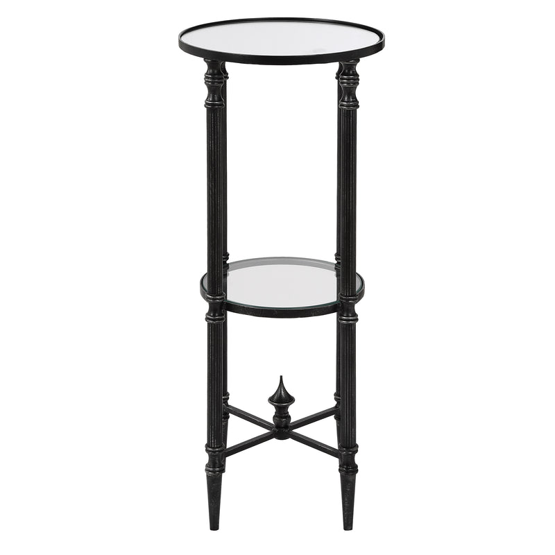 Henzler 25 W x 63 H x 25 D Silver Round Accent Table with Mirror Top