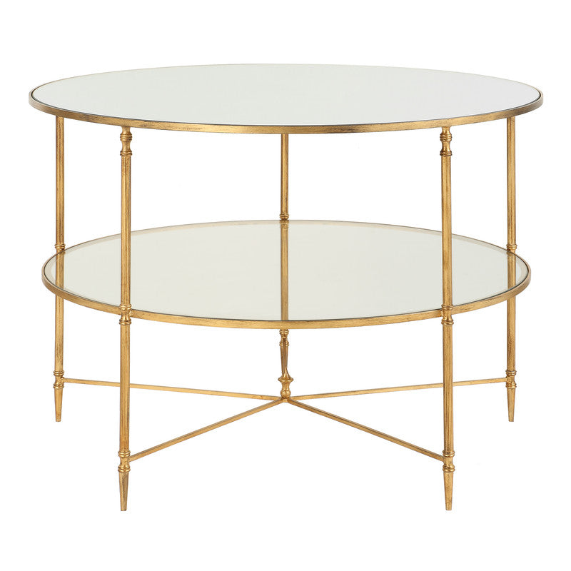 Henzler 106 W x 76 H x 106 D Gold Round Coffee Table with Mirror Top