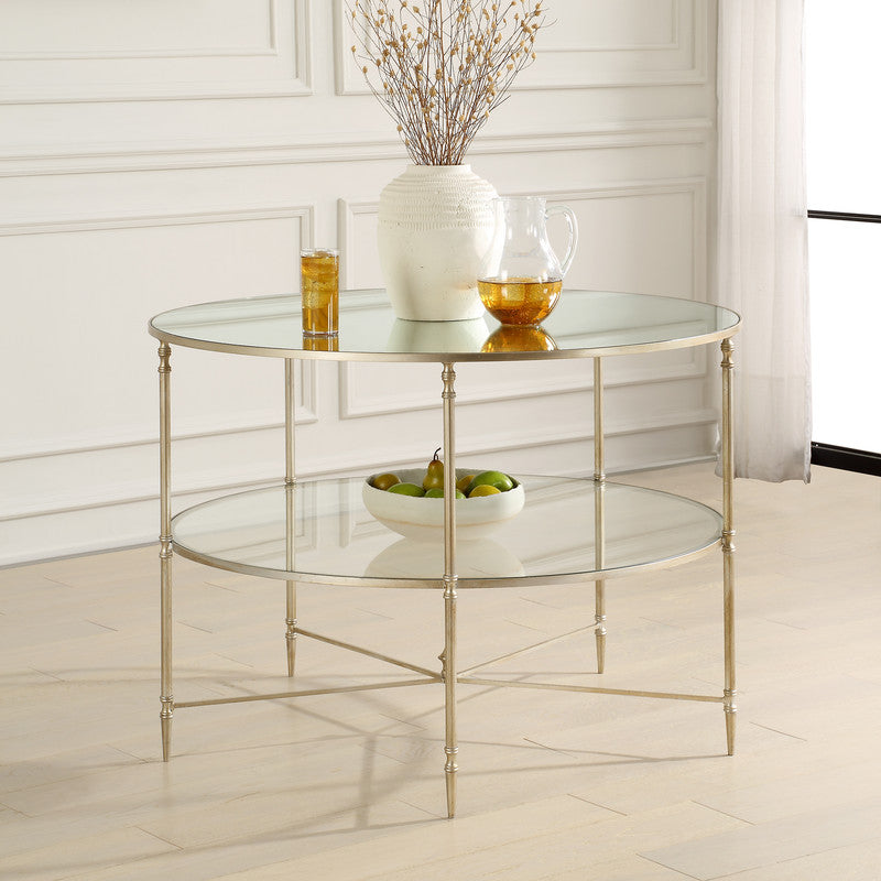 Henzler 106 W x 76 H x 106 D Gold Round Coffee Table with Mirror Top