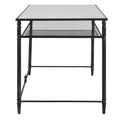 Henzler 132 W x 76 H x 71 D Black Rectangle Desk with Mirror Top