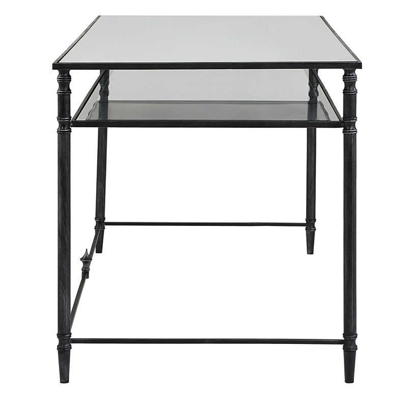 Henzler 132 W x 76 H x 71 D Black Rectangle Desk with Mirror Top