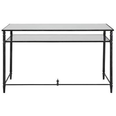 Henzler 132 W x 76 H x 71 D Black Rectangle Desk with Mirror Top