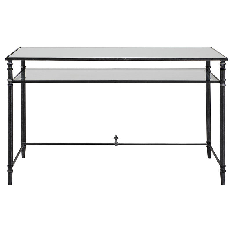 Henzler 132 W x 76 H x 71 D Black Rectangle Desk with Mirror Top