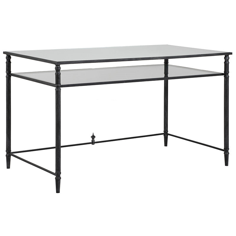 Henzler 132 W x 76 H x 71 D Black Rectangle Desk with Mirror Top