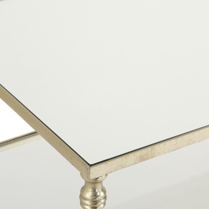 Henzler 91 W x 60 H x 35 D Silver Rectangle Accent Table with Mirror Top