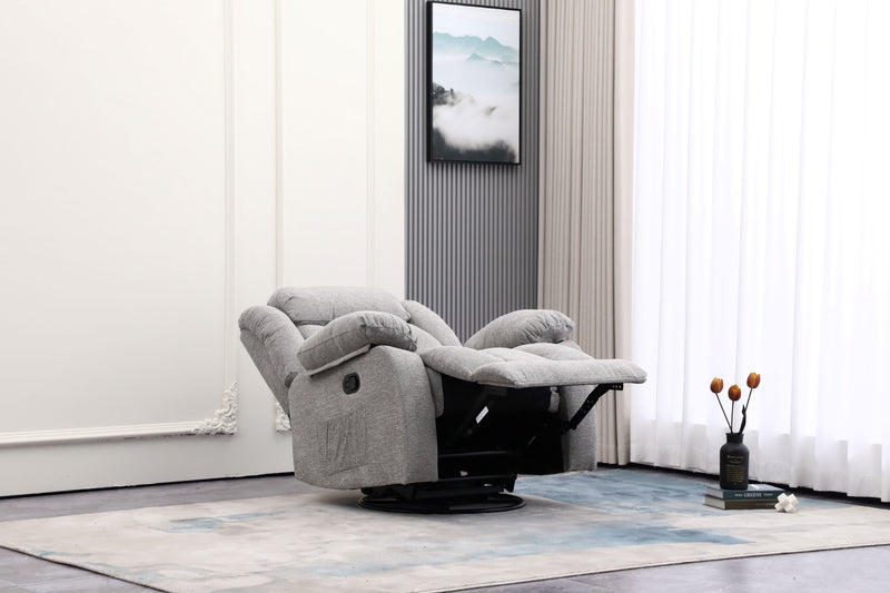 Lena Grey Swivel Recliner with Glider