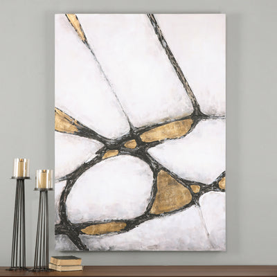 Abstract In Gold And Black Hand Painted Canvas Hp