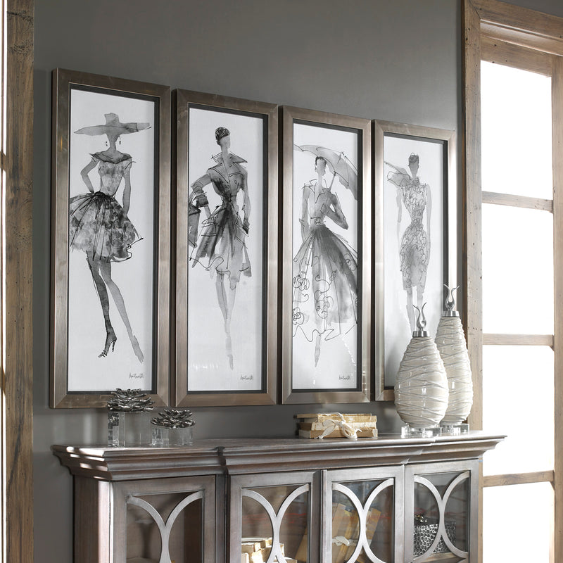 Fashion Sketchbook Framed Prints, S/4