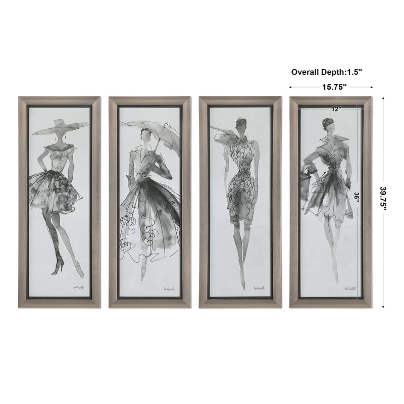 Fashion Sketchbook Framed Prints, S/4