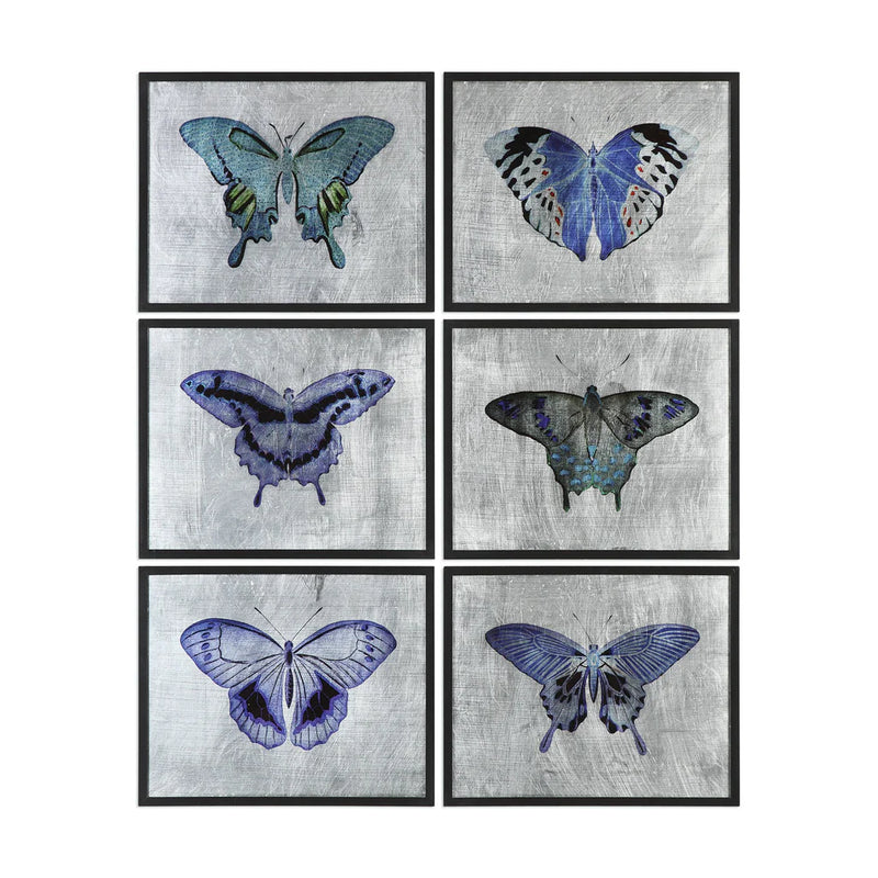 Vibrant Butterflies Framed Prints, S/6