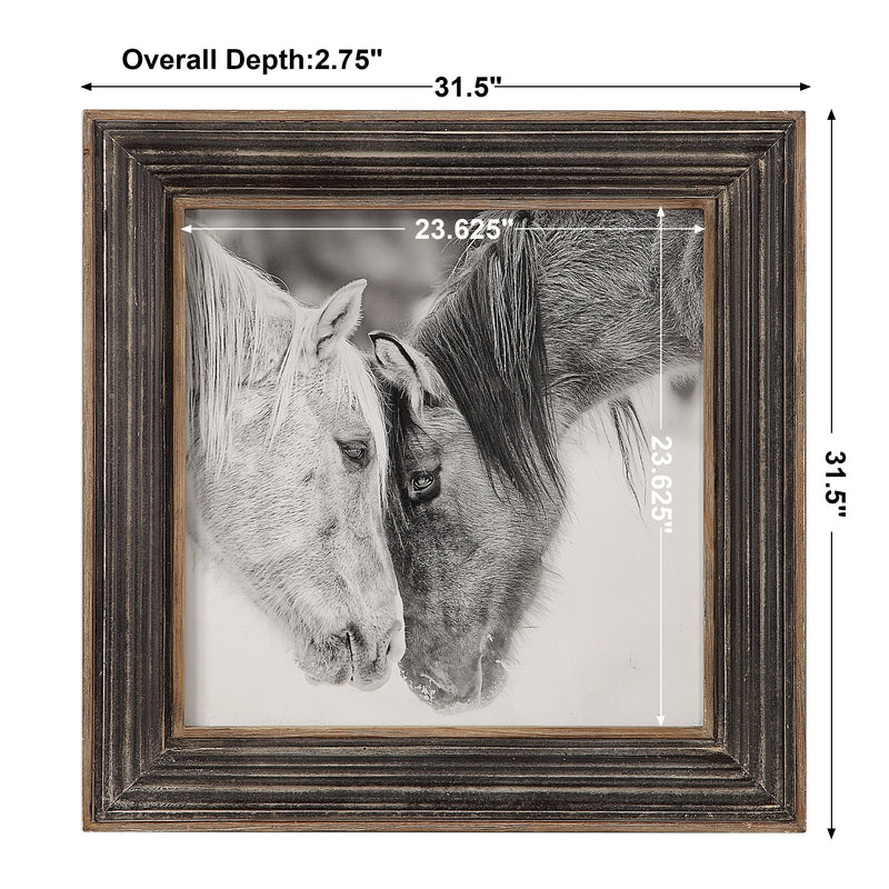 Custom Black And White Horses Framed Print