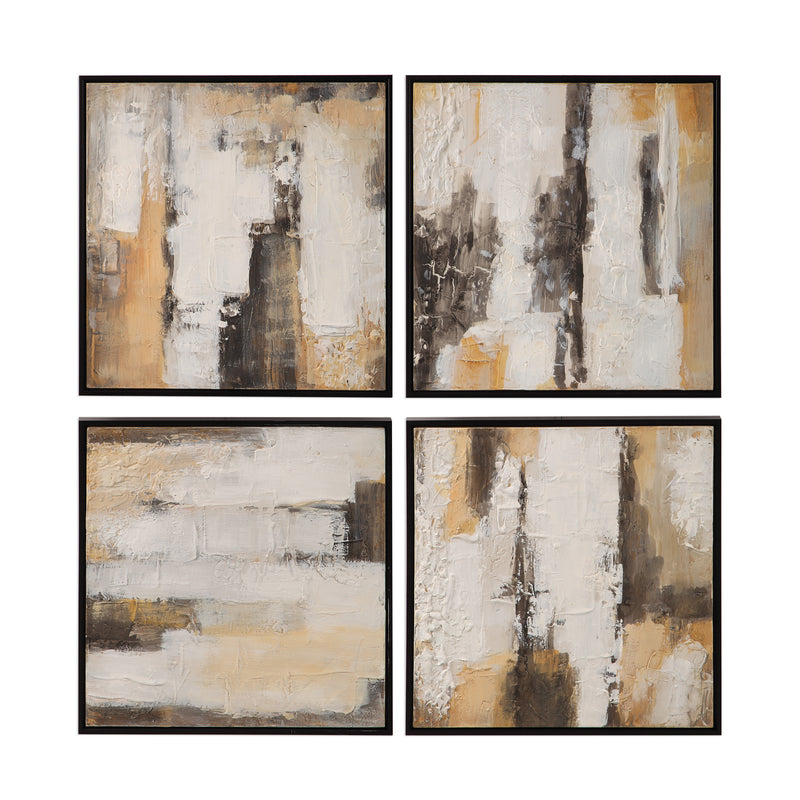 Beige Shadows Hand Painted Canvases, S/4