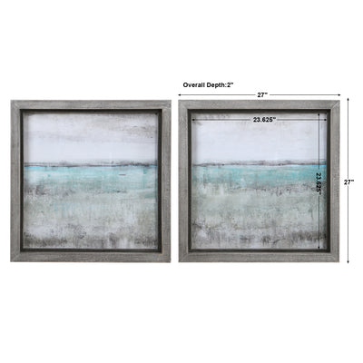 Aqua Horizon Framed Prints, S/2