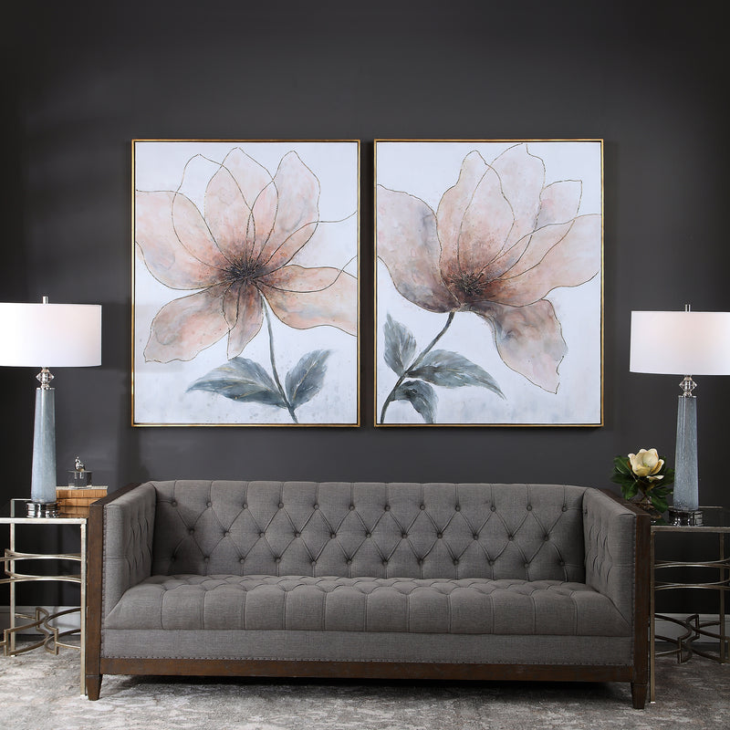 Vanishing Blooms Hand Painted Canvases, S/2