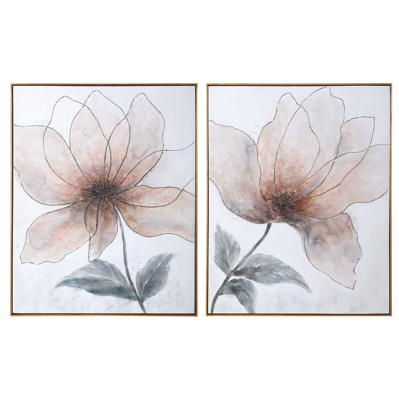 Vanishing Blooms Hand Painted Canvases, S/2