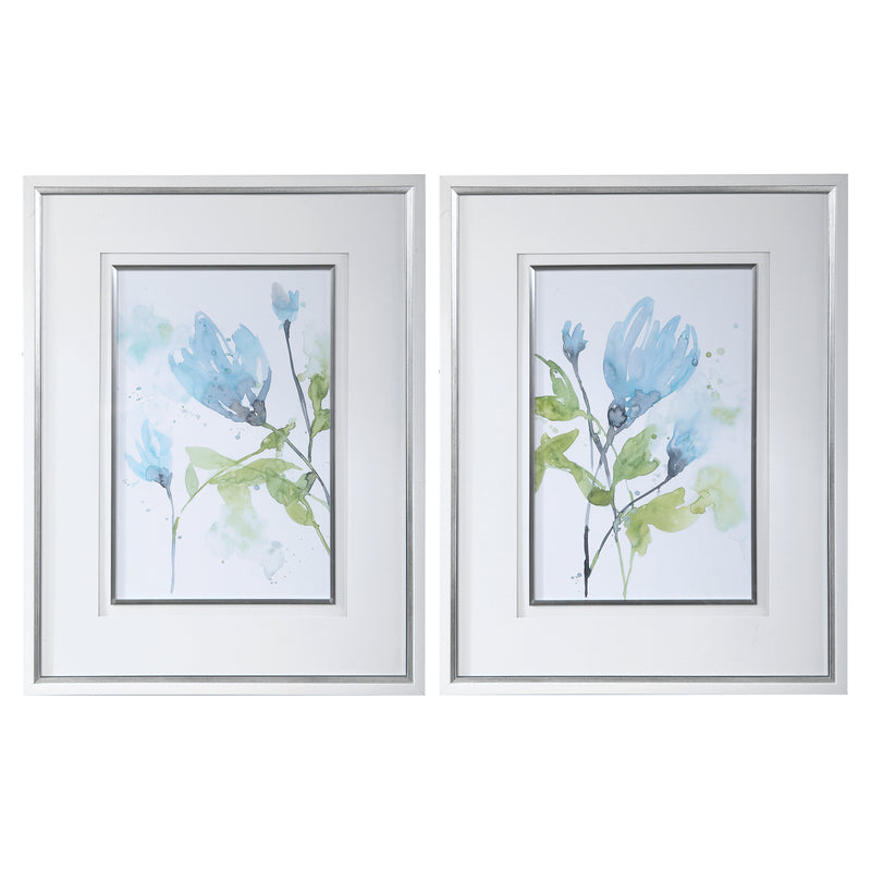 Cerulean Splash Framed Prints, S/2