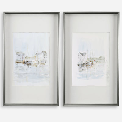 New England Port Framed Prints, S/2, 2 Cartons