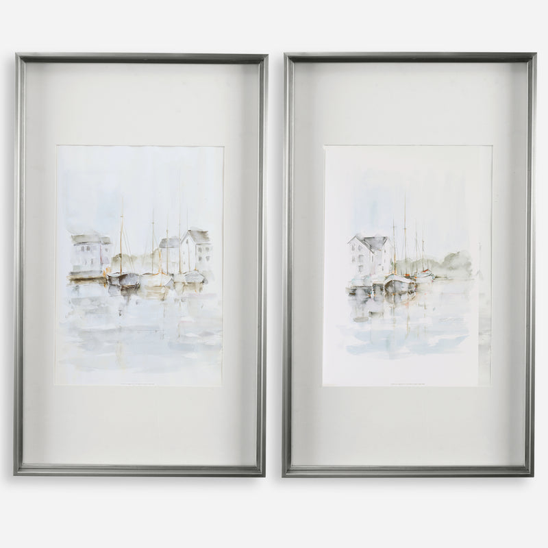 New England Port Framed Prints, S/2, 2 Cartons