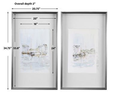 New England Port Framed Prints, S/2, 2 Cartons