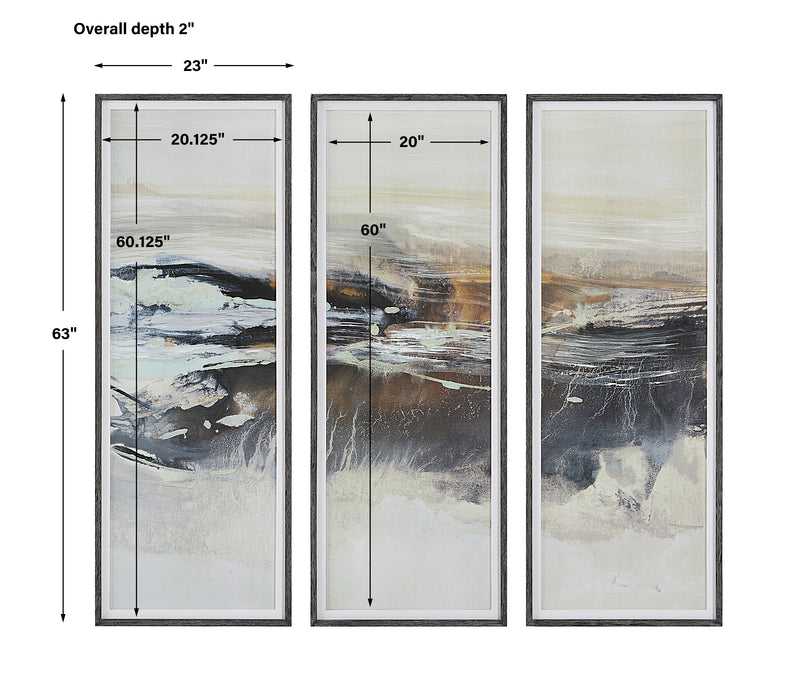 Graphite Horizon Framed Prints, S/3