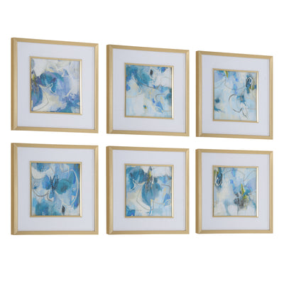 Fresh Start Blue Abstract Prints, S/6