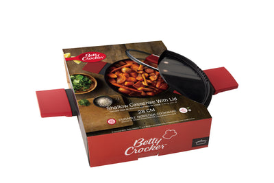 Betty Crocker Forged Aluminum Shallow Casserole & Lid (28CM-Thickness 2.8MM)