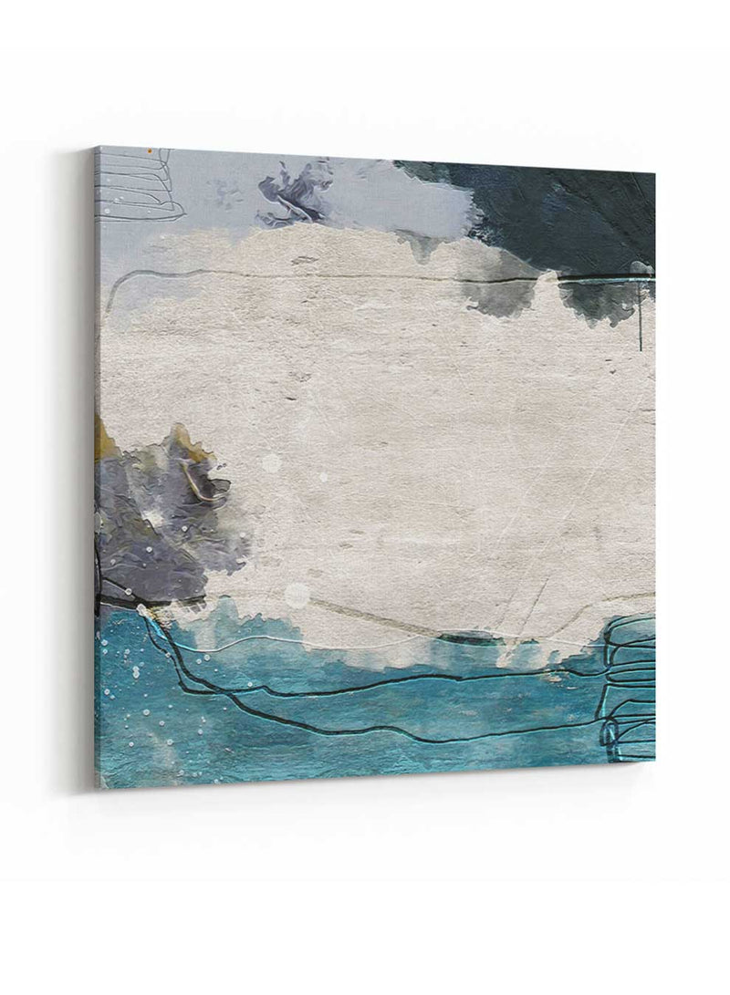 Square Canvas Wall Art Stretched Over Wooden Frame with Black Floating Frame and Abstract Art Painting4