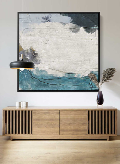 Square Canvas Wall Art Stretched Over Wooden Frame with Black Floating Frame and Abstract Art Painting4