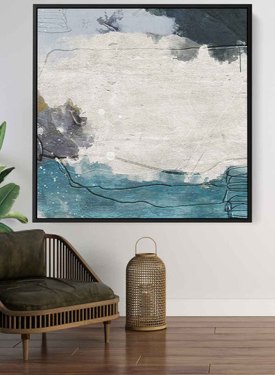 Square Canvas Wall Art Stretched Over Wooden Frame with Black Floating Frame and Abstract Art Painting4