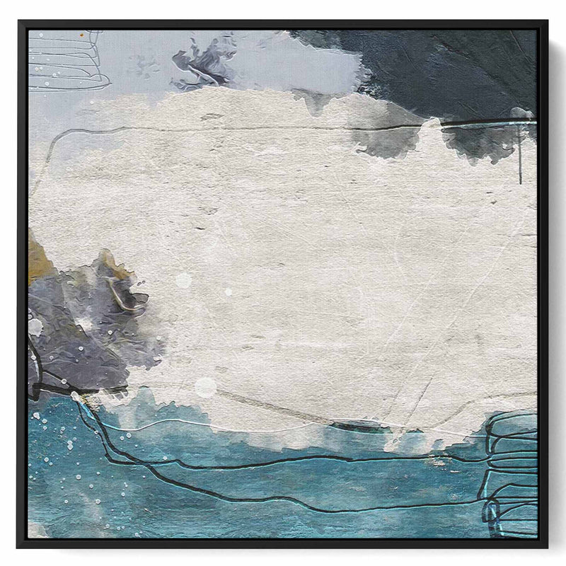 Square Canvas Wall Art Stretched Over Wooden Frame with Black Floating Frame and Abstract Art Painting4