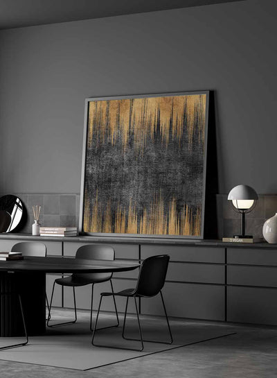 Square Canvas Wall Art Stretched Over Wooden Frame with Black Floating Frame and Abstract Art Painting5