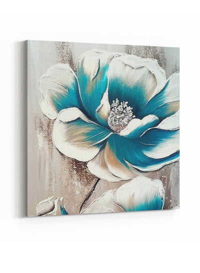 Square Canvas Wall Art Stretched Over Wooden Frame with Gold Floating Frame and Flower Oil Painting7