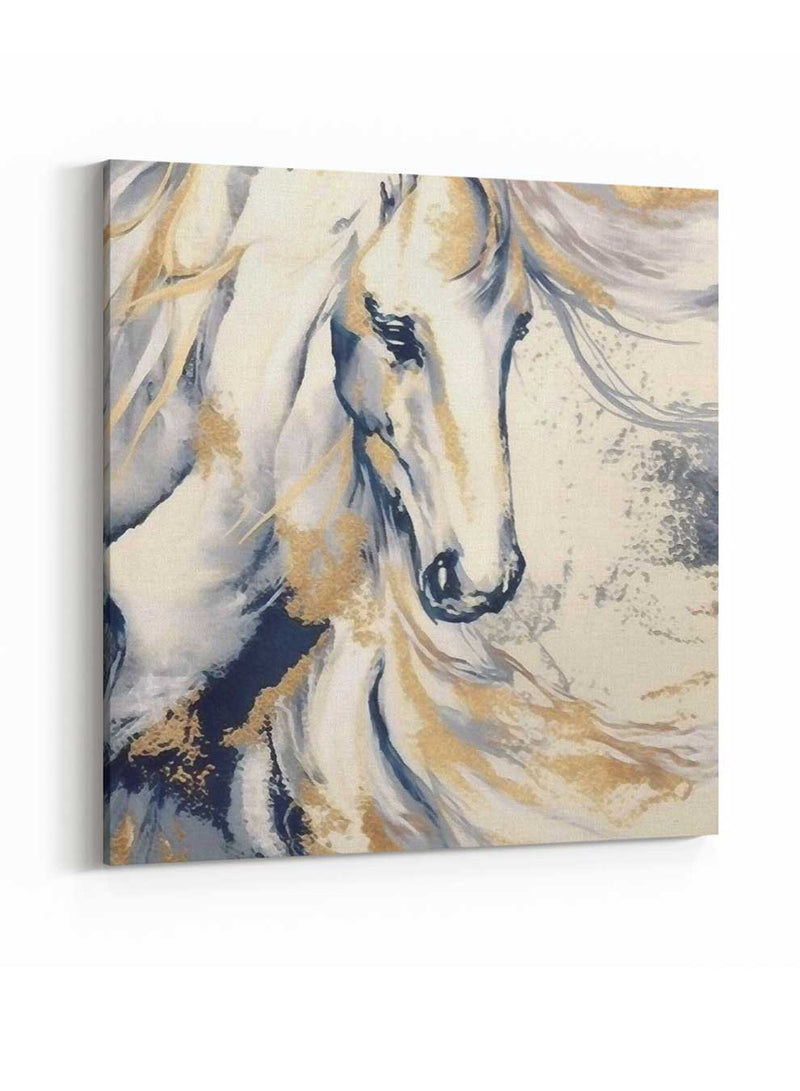 Square Canvas Wall Art Stretched Over Wooden Frame with Gold Floating Frame and Horse Oil Painting9