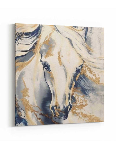 Square Canvas Wall Art Stretched Over Wooden Frame with Gold Floating Frame and Horse Oil Painting12