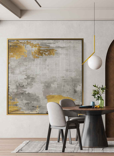 Square Canvas Wall Art Stretched Over Wooden Frame with Gold Floating Frame and Oil Painting17